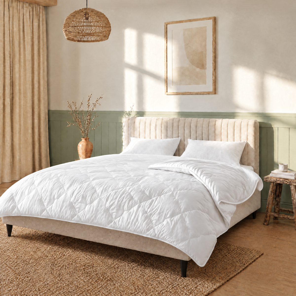 Breeze katoenen dekbed op bed