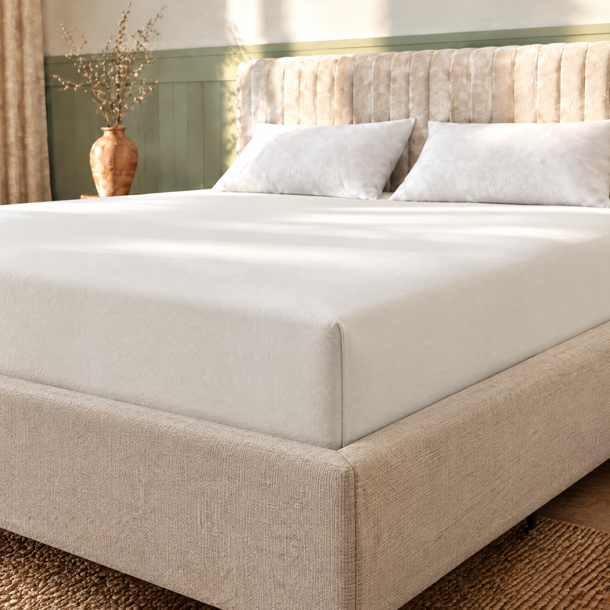 Ambiante jersey hoeslaken wit om een matras